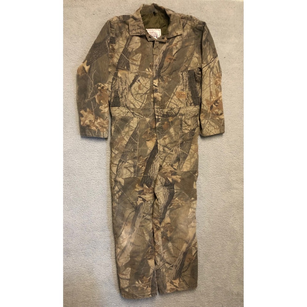 Vtg Walls Outdoors Youth 16 Husky Camo Insulated Coveralls Realtree Hardwoods